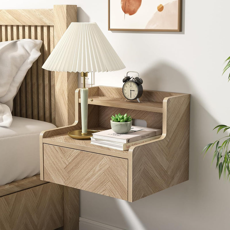 Floating Bedside Table Small Wall Mounted Nightstand (Set of 2)