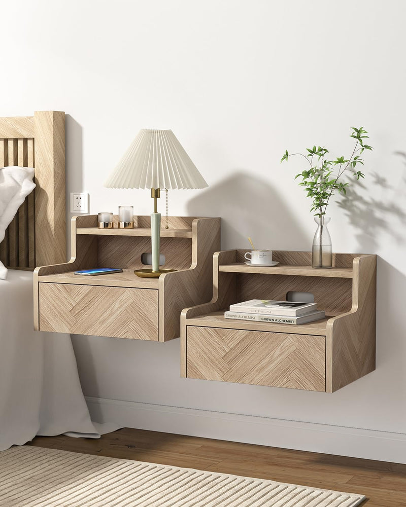 Floating Bedside Table Small Wall Mounted Nightstand (Set of 2)