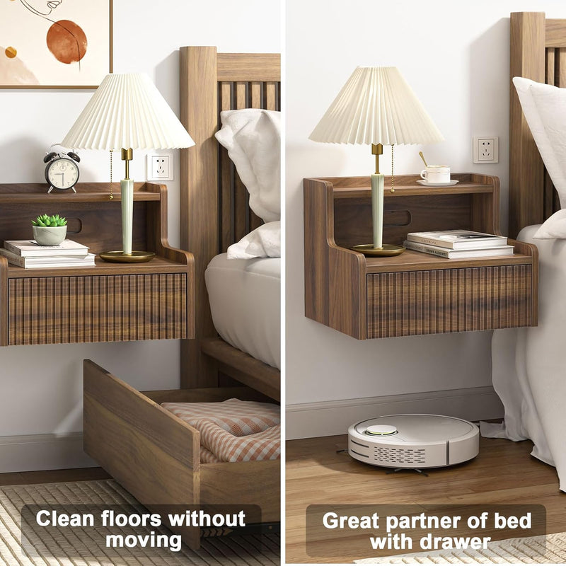 Floating Bedside Table Small Wall Mounted Nightstand (Set of 2)