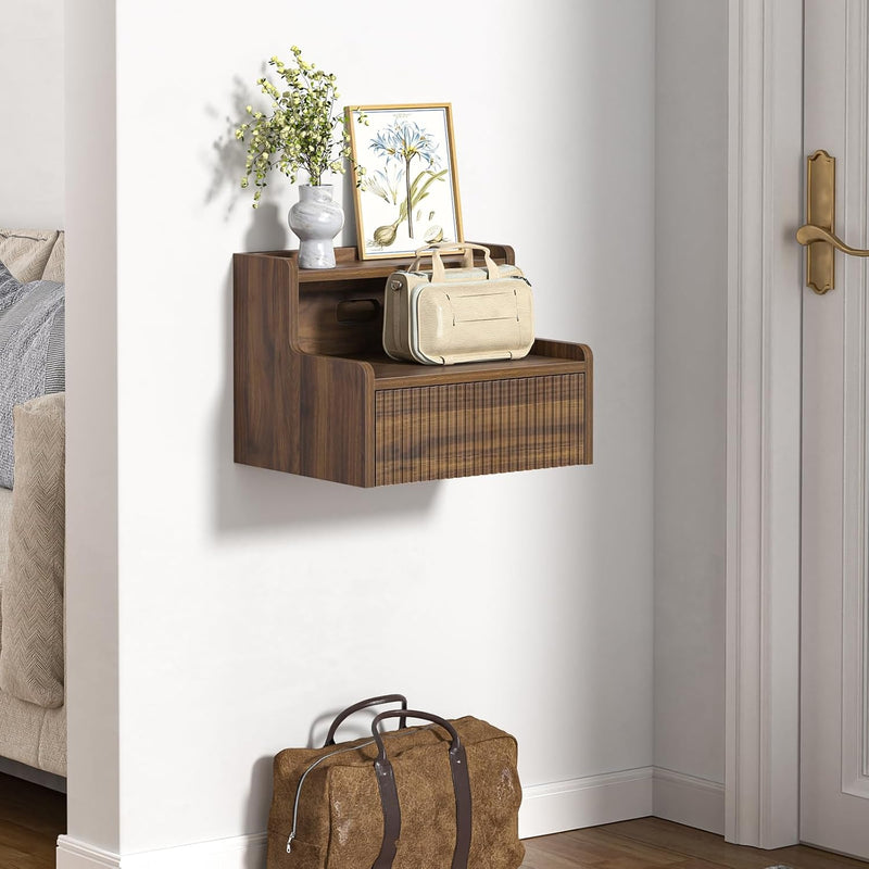 Floating Bedside Table Wall Mounted Nightstand with Drawer (Set of 2)