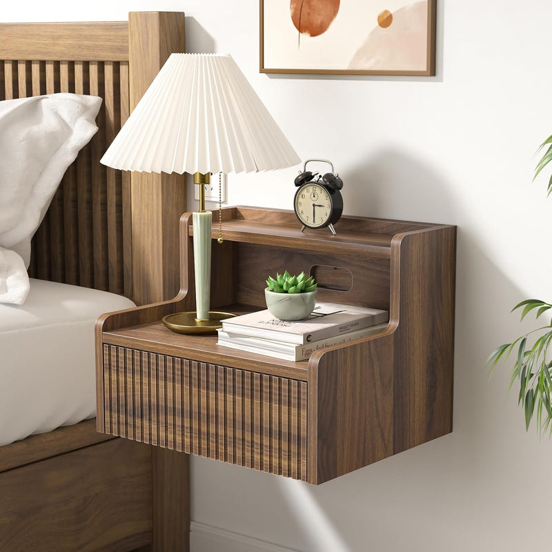 Floating Bedside Table Wall Mounted Nightstand with Drawer (Set of 2)