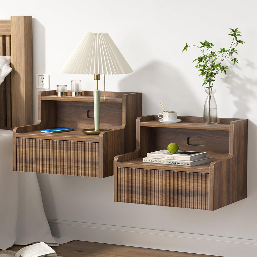 Floating Bedside Table Wall Mounted Nightstand with Drawer (Set of 2)