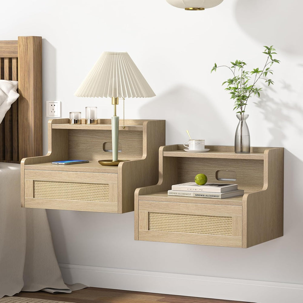 Floating Bedside Table Wall Mounted Side Bedroom 40x32x30CM (Set of 2)
