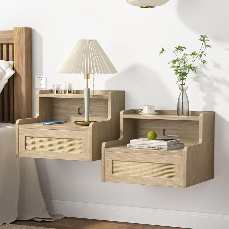Floating Bedside Table Wall Mounted Side Bedroom 40x32x30CM (Set of 2)