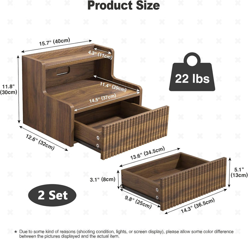 Floating Bedside Table Wall Mounted Side Bedroom 40x32x30CM (Set of 2)