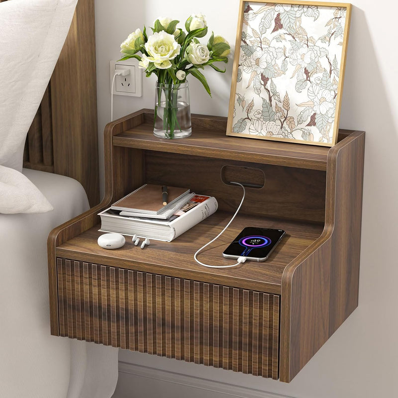 Floating Bedside Table Wall Mounted Side Bedroom 40x32x30CM (Set of 2)