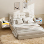 Floating Bedside Tables with Lights -Function Adjustable (Set of 2)