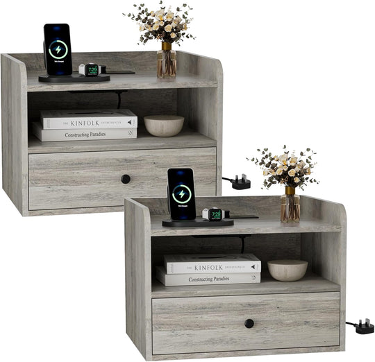 Floating Bedside Table Sockets and USB USB-C (Set of 2)