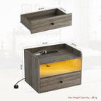 Floating Bedside Tables with Lights -Function Adjustable (Set of 2)