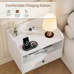 Floating Bedside Tables with Lights -Function Adjustable (Set of 2)