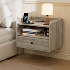 Floating Bedside Tables with Lights -Function Adjustable (Set of 2)
