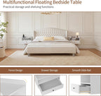 Floating Bedside Tables with Lights -Function Adjustable (Set of 2)