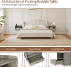 Floating Bedside Tables with Lights -Function Adjustable (Set of 2)