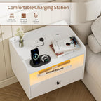Floating Bedside Tables with Lights -Function Adjustable (Set of 2)