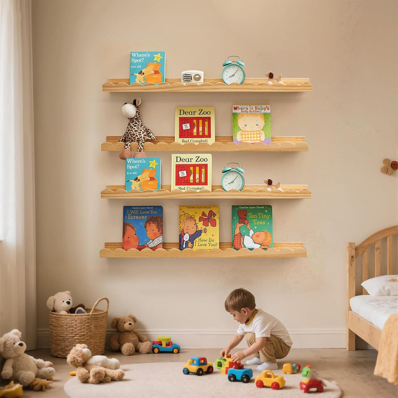 Floating Bookshelf Scalloped Nursery Book Shelves 4pcs