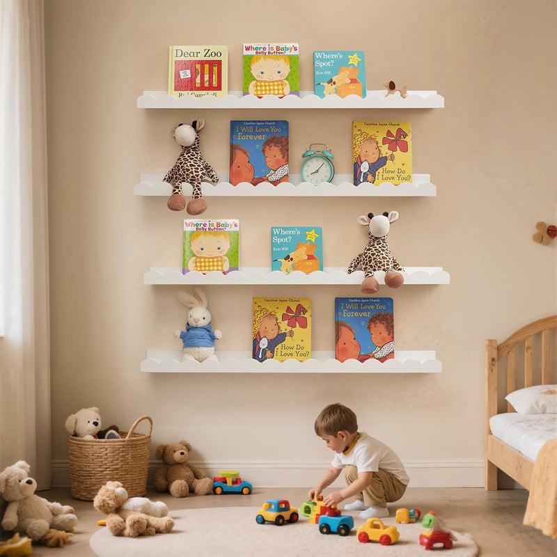 Floating Bookshelf Scalloped Nursery Book Shelves 4pcs