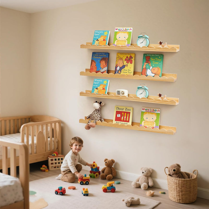 Floating Bookshelf Scalloped Nursery Book Shelves 4pcs