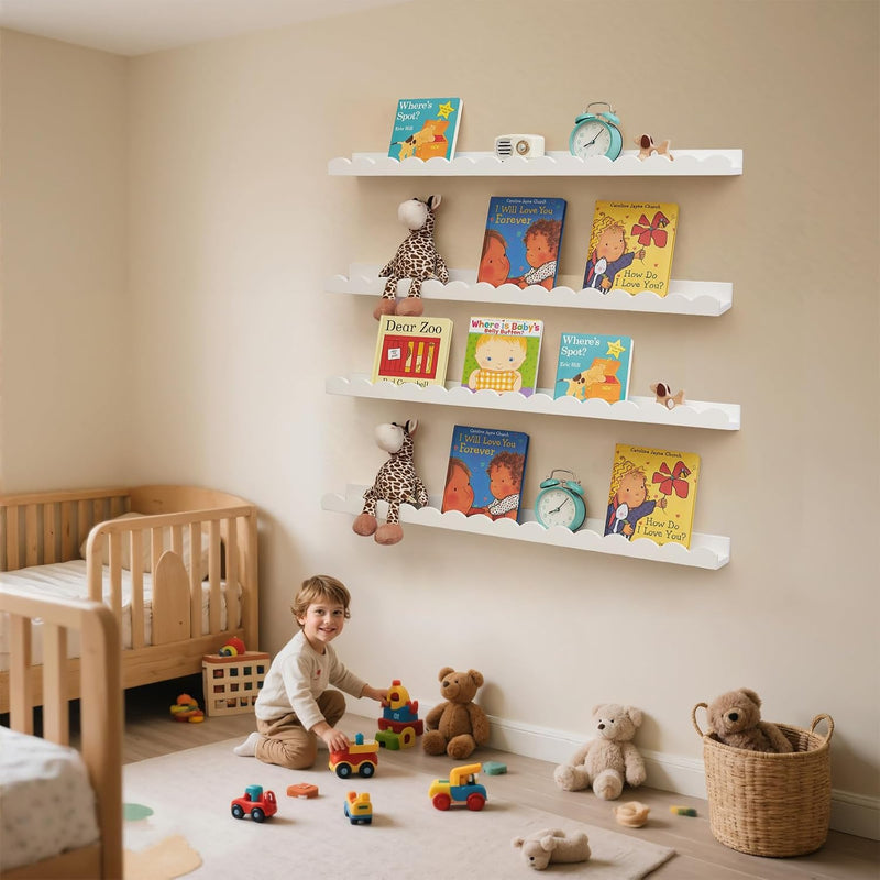 Floating Bookshelf Scalloped Nursery Book Shelves 4pcs