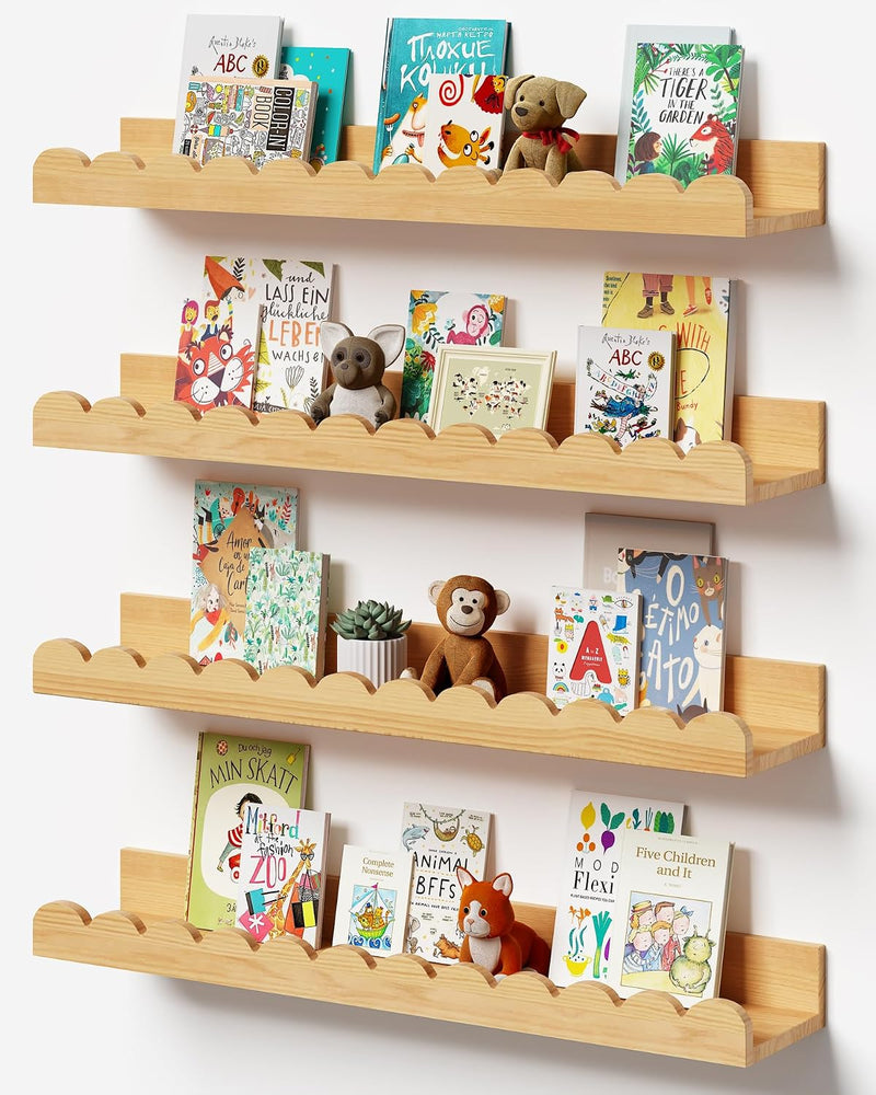 Floating Bookshelf Scalloped Nursery Book Shelf 2pcs