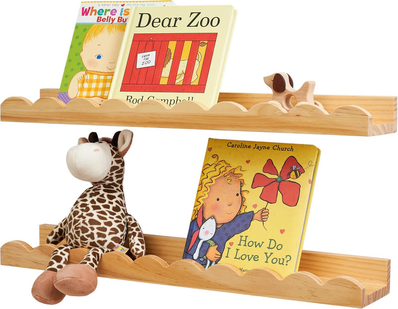 Floating Bookshelf Scalloped Nursery Book Shelf 2pcs