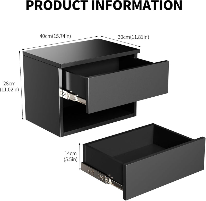 Floating Nightstand Modern Wall Mounted Bedside Table