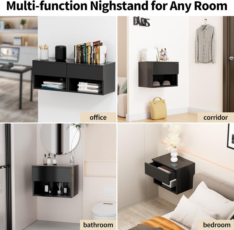 Floating Nightstand Modern Wall Mounted Bedside Table