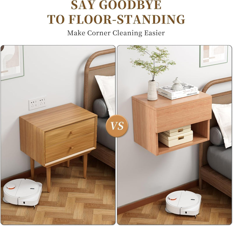 Floating Nightstand Modern Wall Mounted Bedside Table