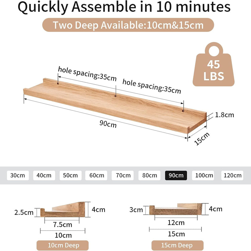 Floating Shelf Solid Oak Wood Rustic Shelves