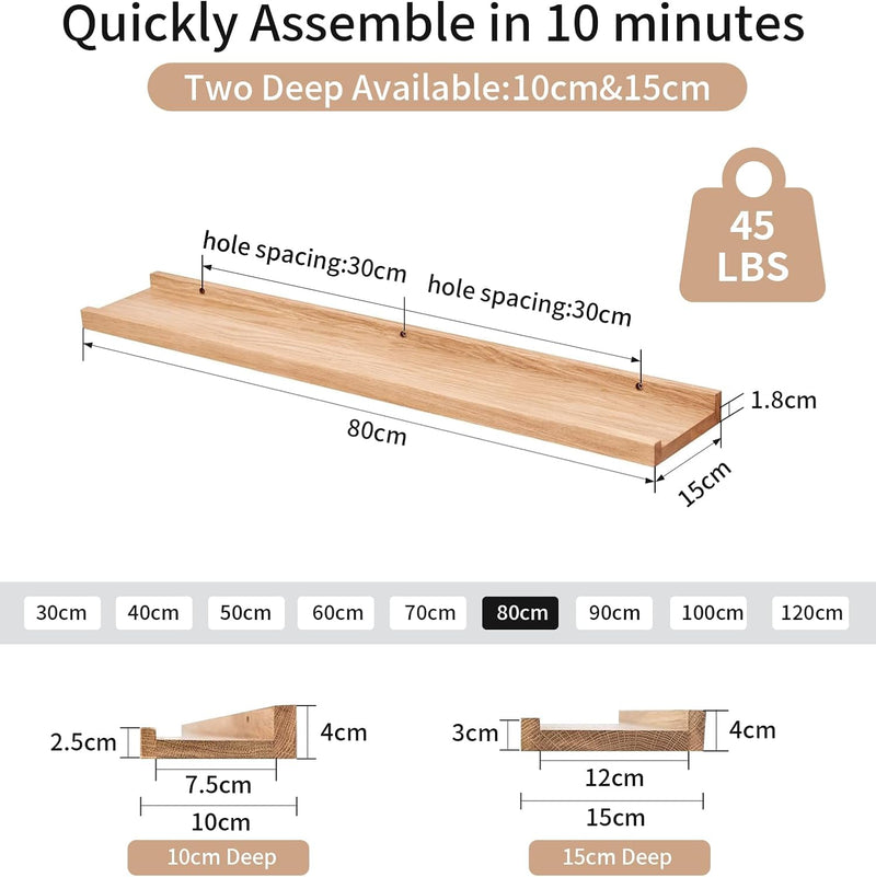 Floating Shelf Solid Oak Wood Rustic Shelves
