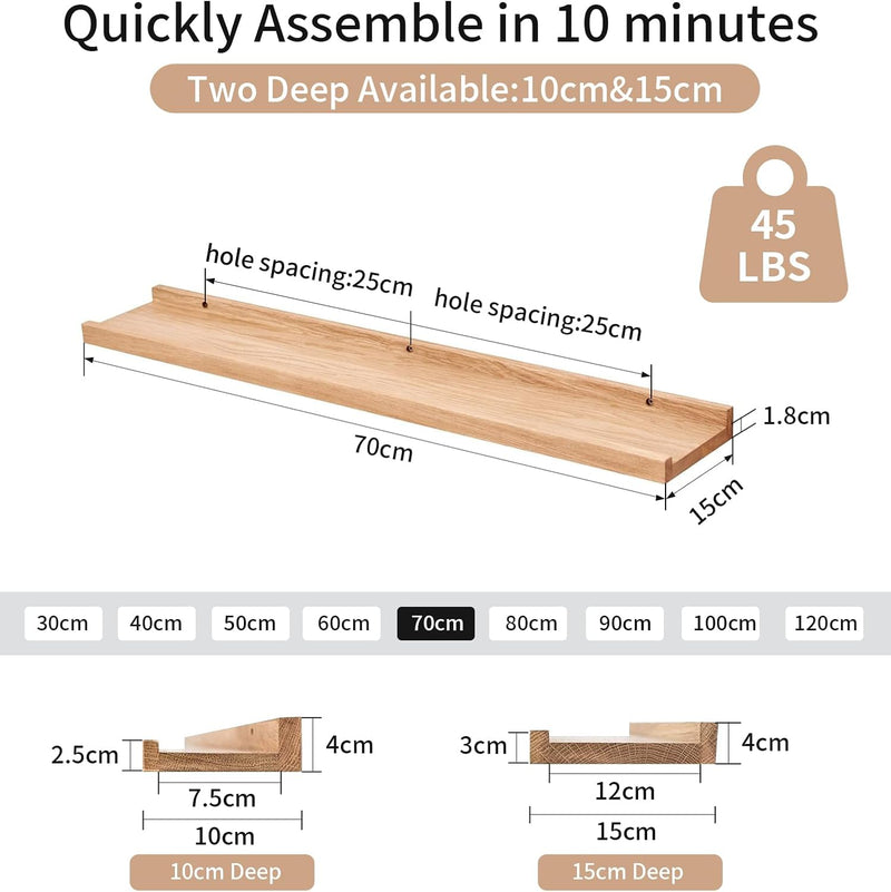 Floating Shelf Solid Oak Wood Rustic Shelves