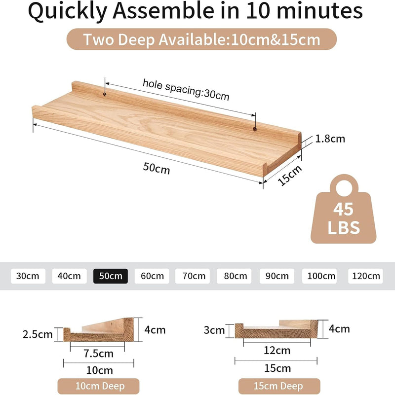Floating Shelf Solid Oak Wood Rustic Shelves