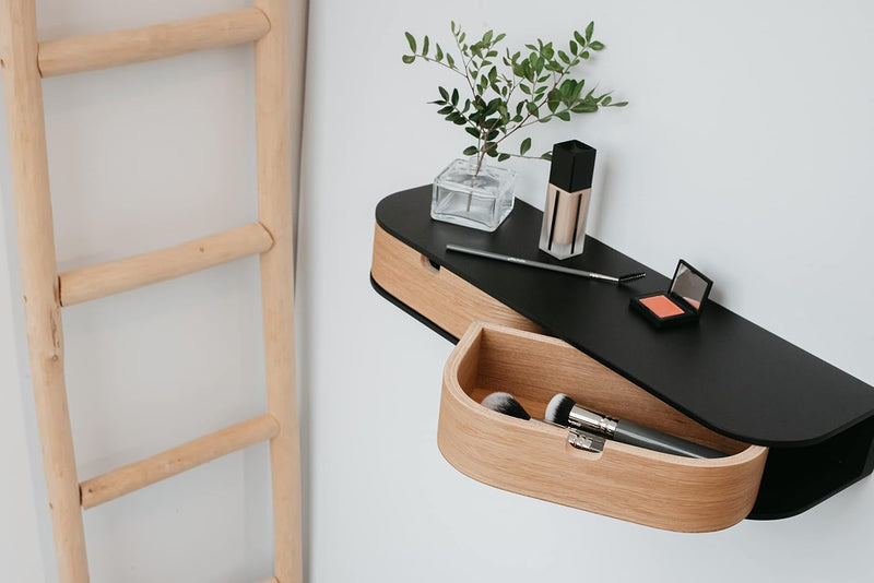 Floating Shelf with 2 Drawers Small Hanging Wall