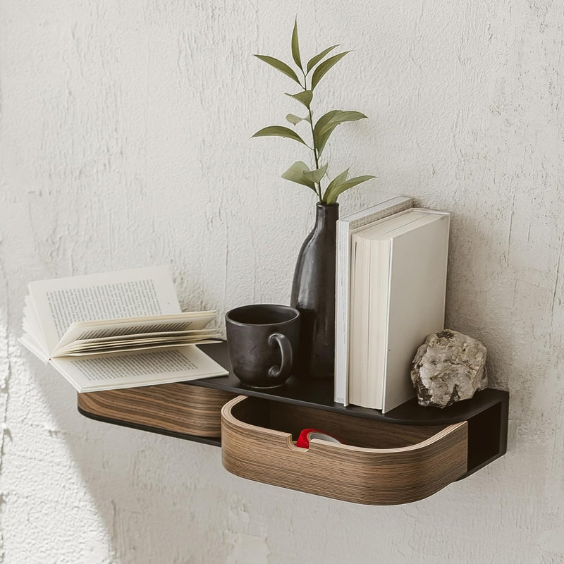 Floating Shelf with 2 Drawers Small Hanging Wall