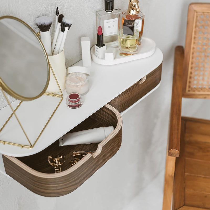 Floating Shelf with 2 Drawers Small Hanging Wall