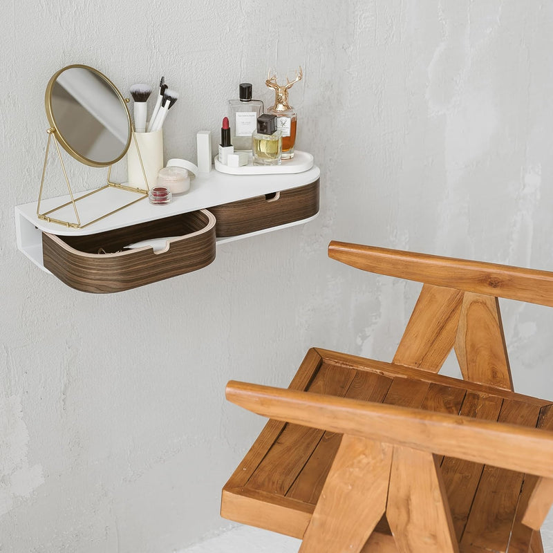 Floating Shelf with 2 Drawers Small Hanging Wall
