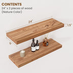Floating Shelves for Wall Decor Rustic Solid (Set of 2)