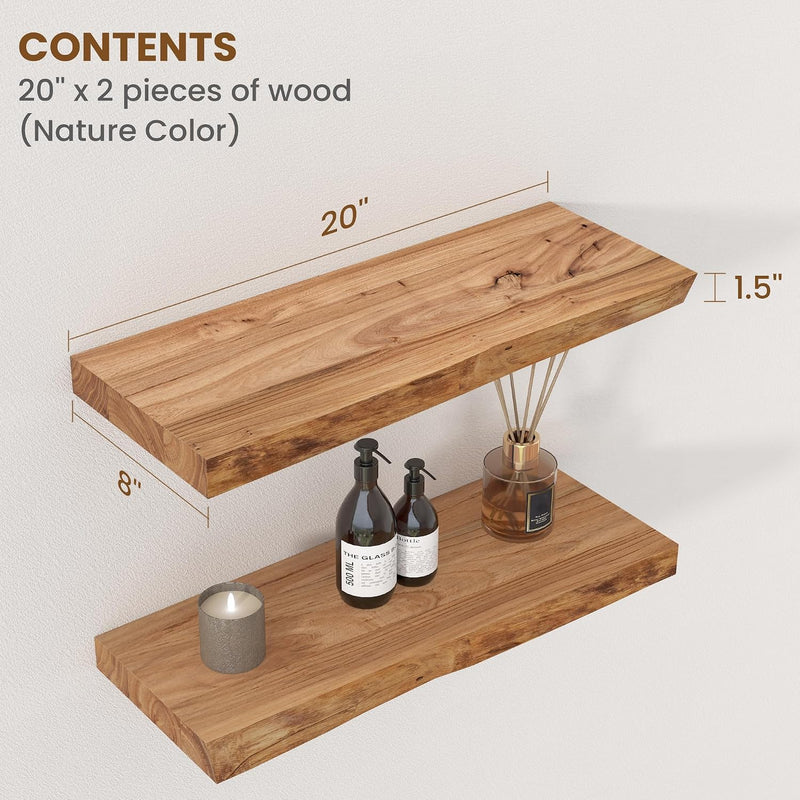 Floating Shelves for Wall Decor Rustic Solid (Set of 2)