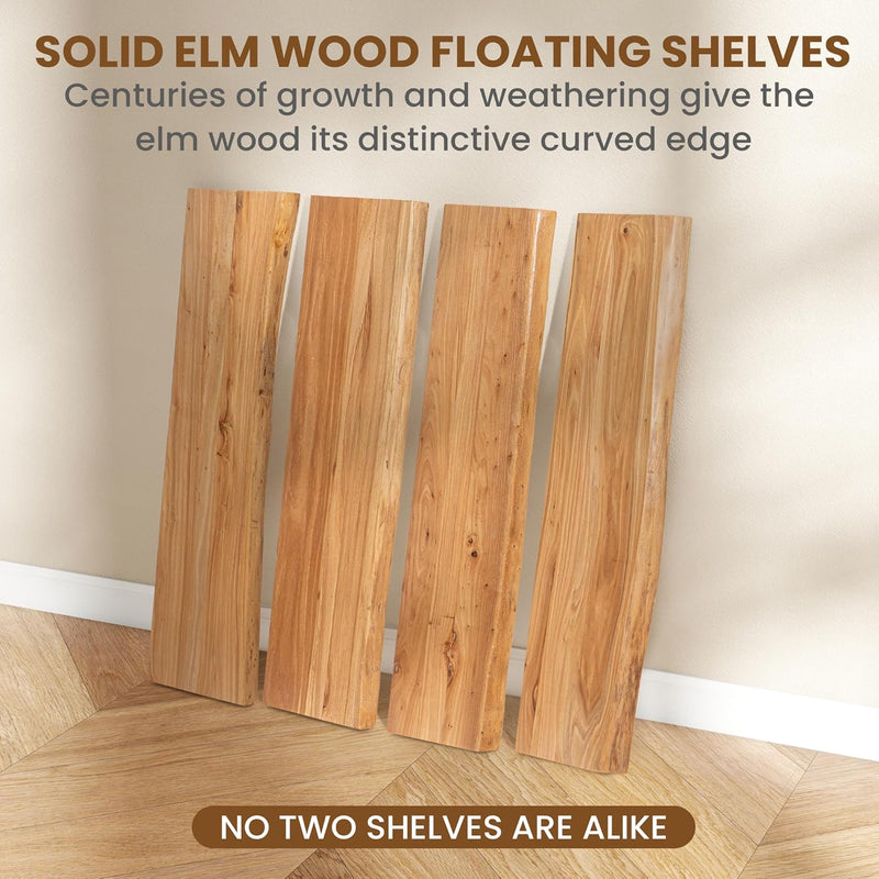 Floating Shelves for Wall Decor Rustic Solid (Set of 2)
