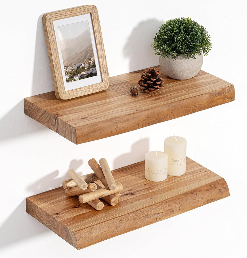 Floating Shelves for Wall Decor Rustic Solid (Set of 2)