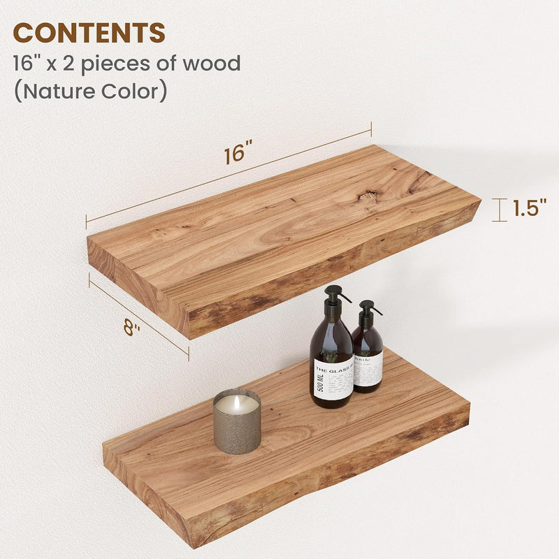 Floating Shelves for Wall Decor Rustic Solid (Set of 2)