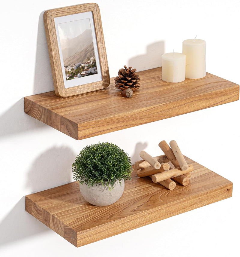 Floating Shelves for Wall Decor Rustic Solid (Set of 2)