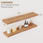 Floating Shelves for Wall Decor Rustic Solid (Set of 2)