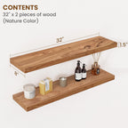 Floating Shelves for Wall Decor Rustic Solid (Set of 2)