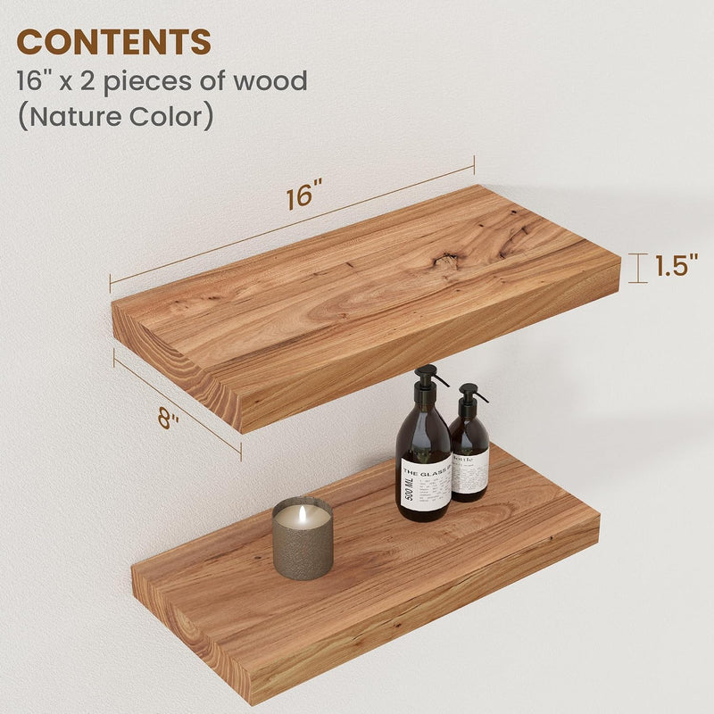 Floating Shelves for Wall Decor Rustic Solid (Set of 2)