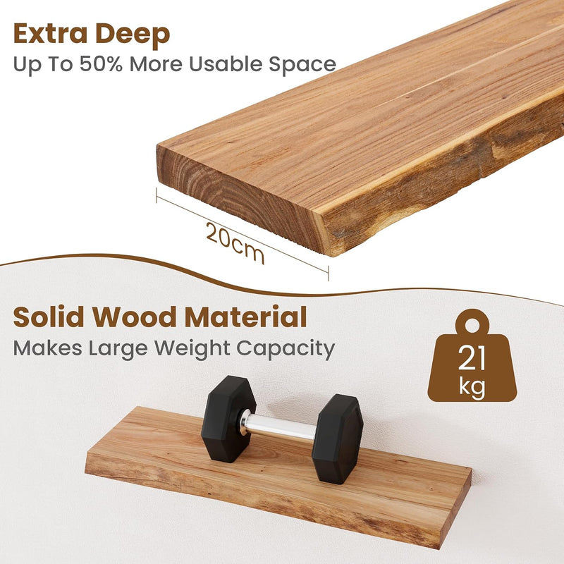 Floating Shelves for Wall Decor Rustic Solid (Set of 2)
