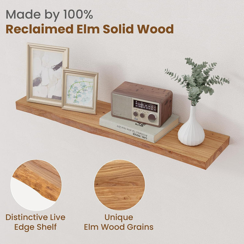 Floating Shelves for Wall Decor Rustic Solid (Set of 2)