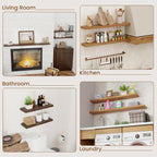 Floating Shelves for Wall Decor Rustic Solid (Set of 2)