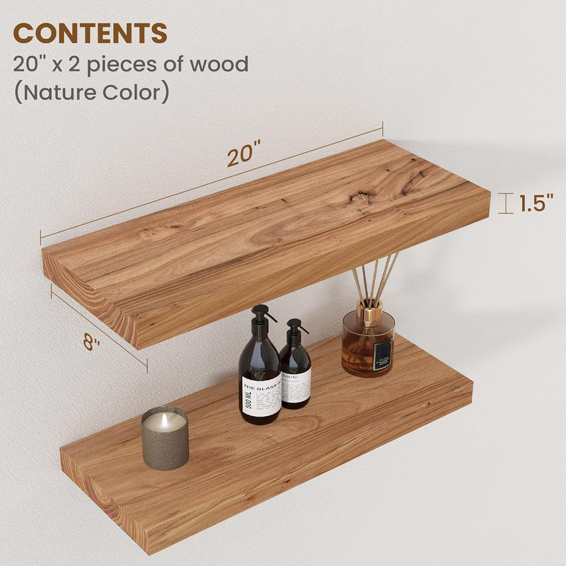 Floating Shelves for Wall Decor Rustic Solid (Set of 2)