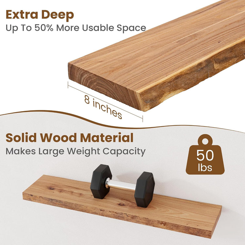 Floating Shelves for Wall Decor Rustic Solid (Set of 2)