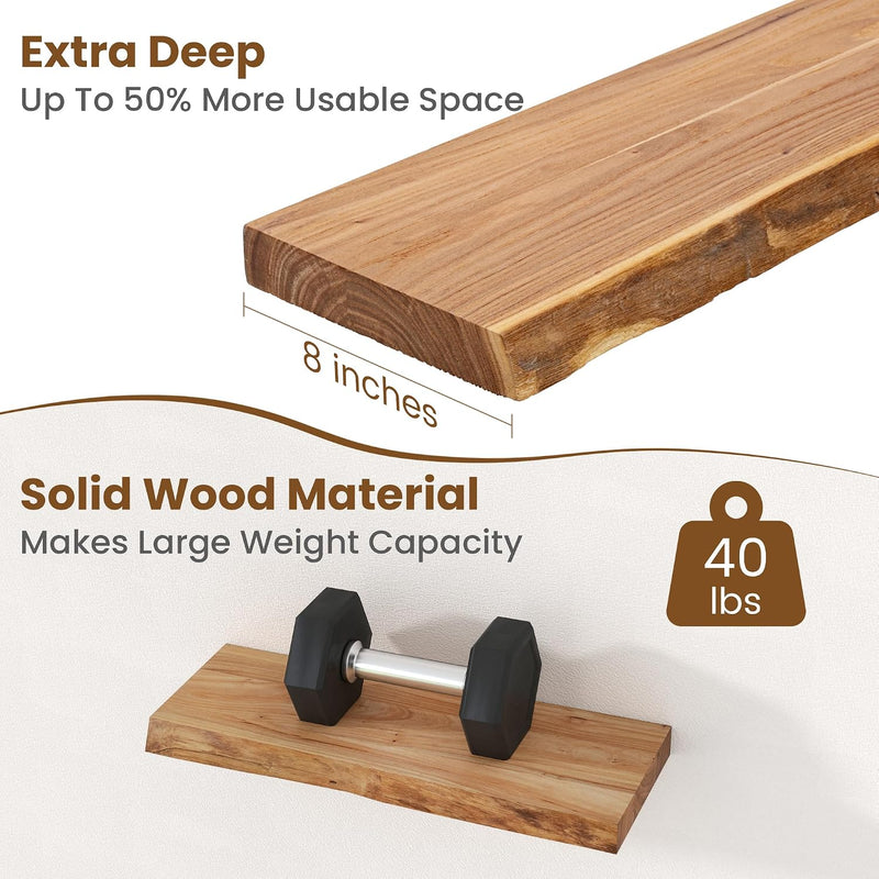 Floating Shelves for Wall Decor Rustic Solid (Set of 2)